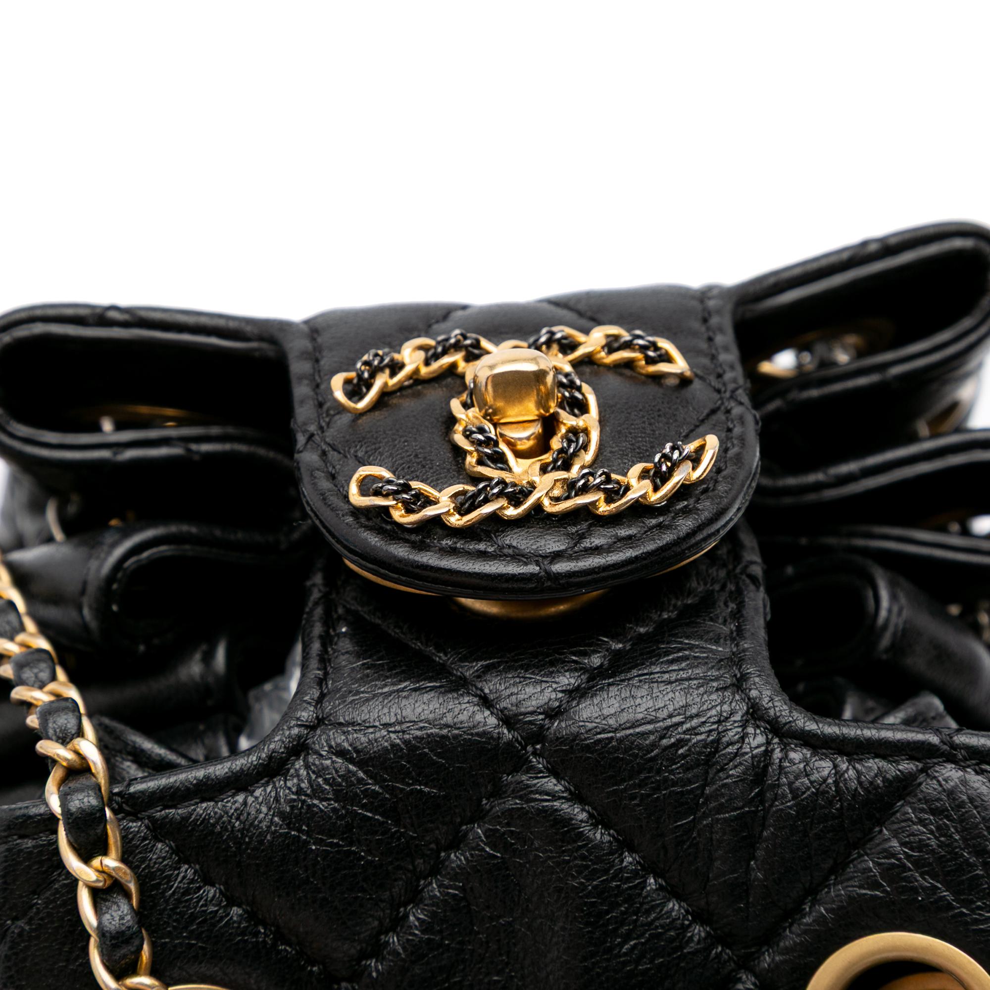Chanel CC Quilted Lambskin Chain Drawstring Bucket Bag