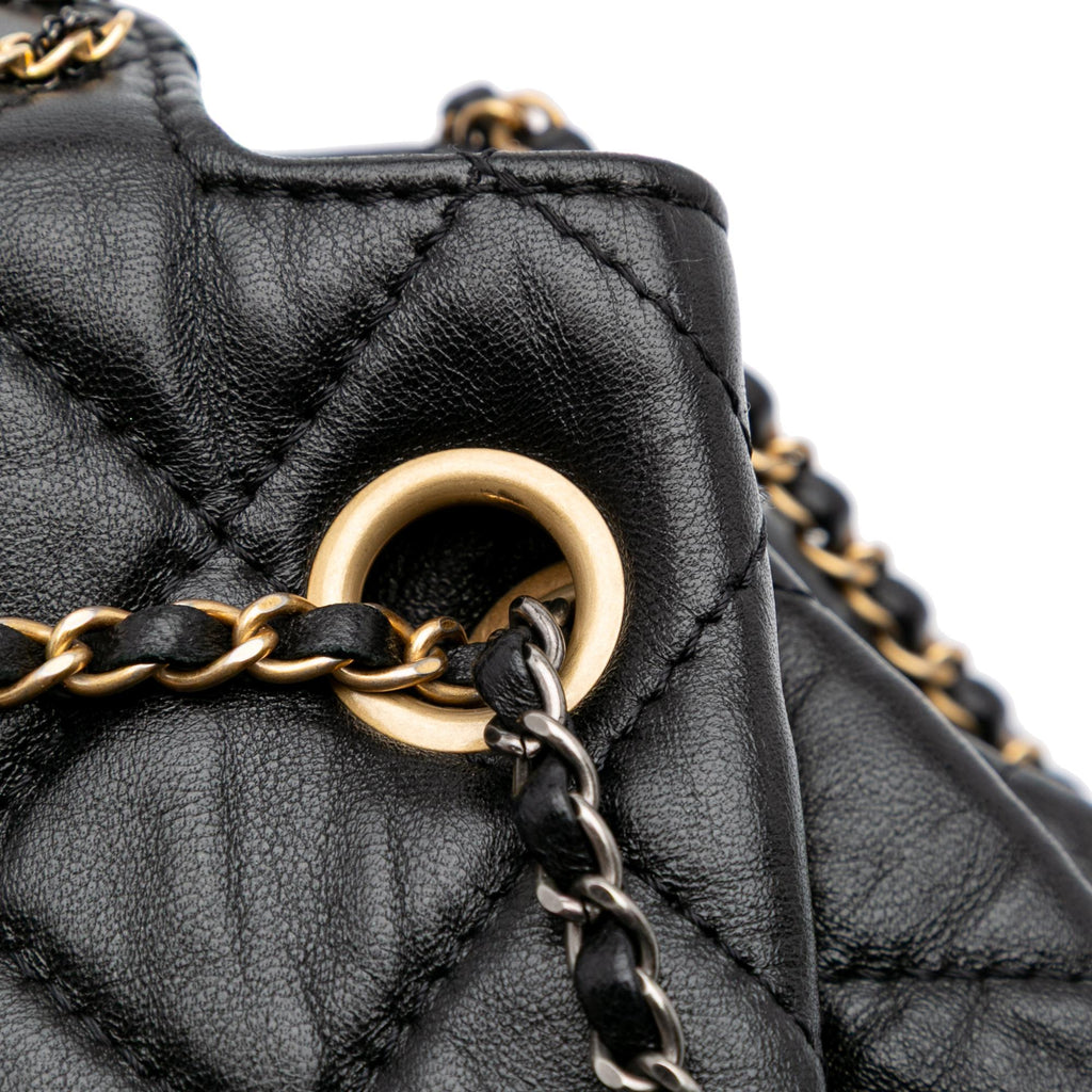 Chanel CC Quilted Lambskin Chain Drawstring Bucket Bag