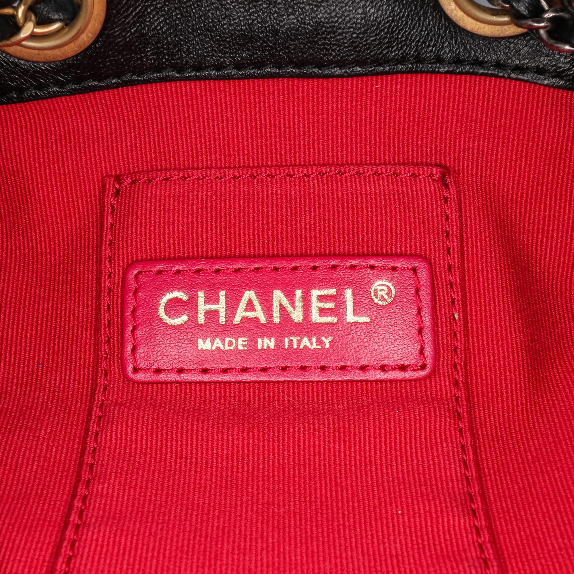 Chanel CC Quilted Lambskin Chain Drawstring Bucket Bag