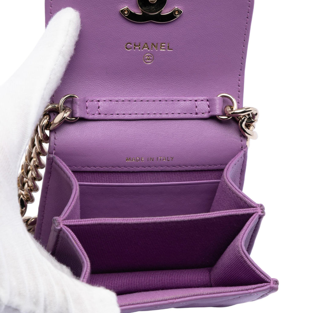 Chanel CC Quilted Lambskin Coco Card Holder on Chain