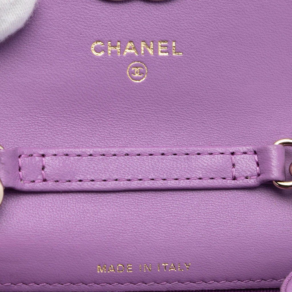 Chanel CC Quilted Lambskin Coco Card Holder on Chain