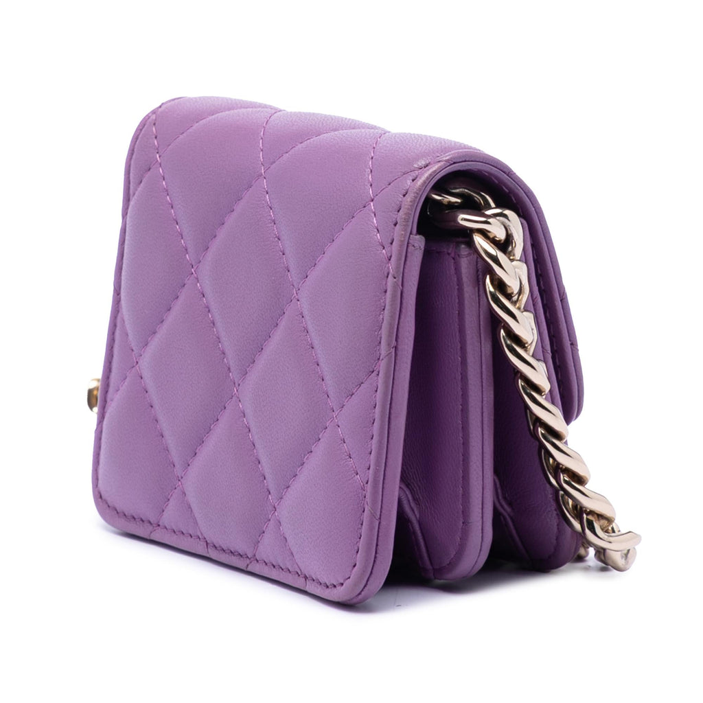 Chanel CC Quilted Lambskin Coco Card Holder on Chain
