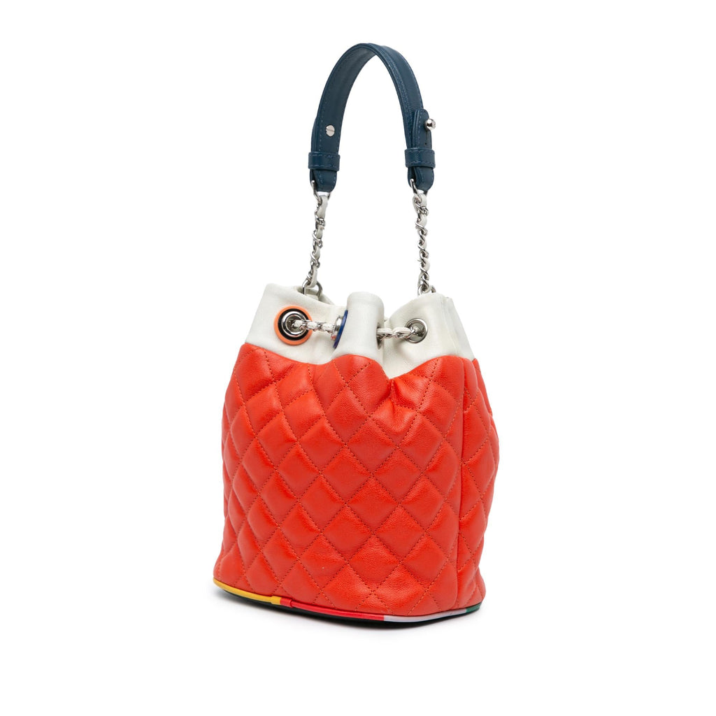 Chanel CC Quilted Lambskin Cuba Drawstring Bucket (SHG-Wj6GMI)
