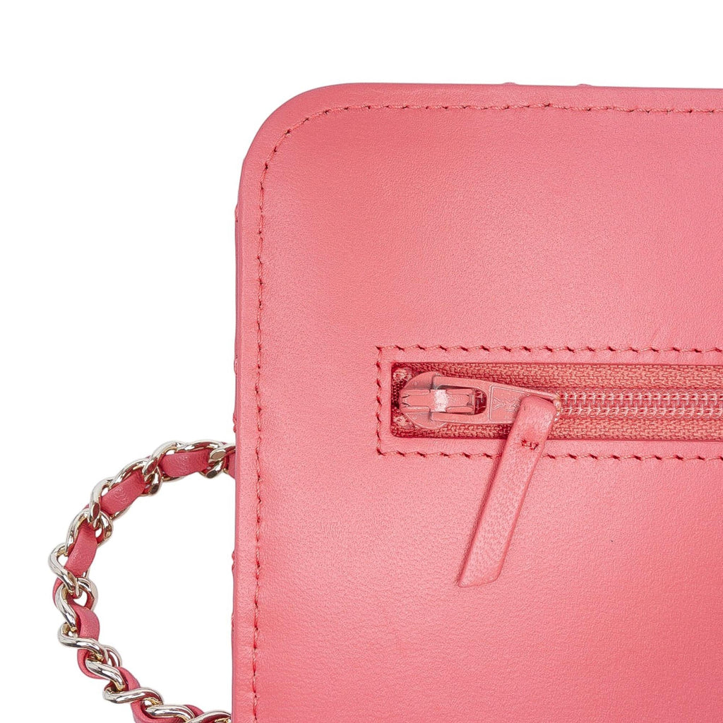 Chanel CC Quilted Lambskin Double Stitch Tassel Wallet On Chain