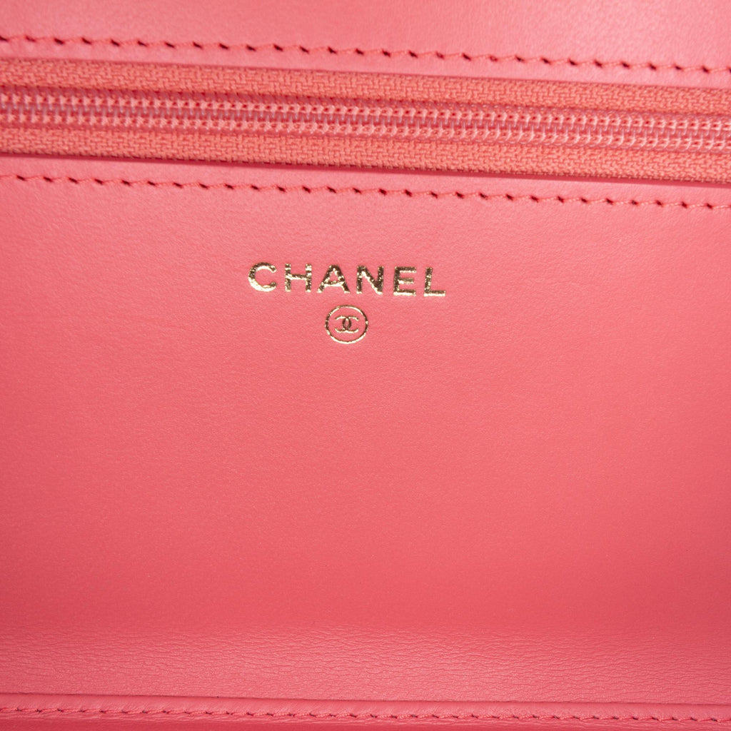 Chanel CC Quilted Lambskin Double Stitch Tassel Wallet On Chain