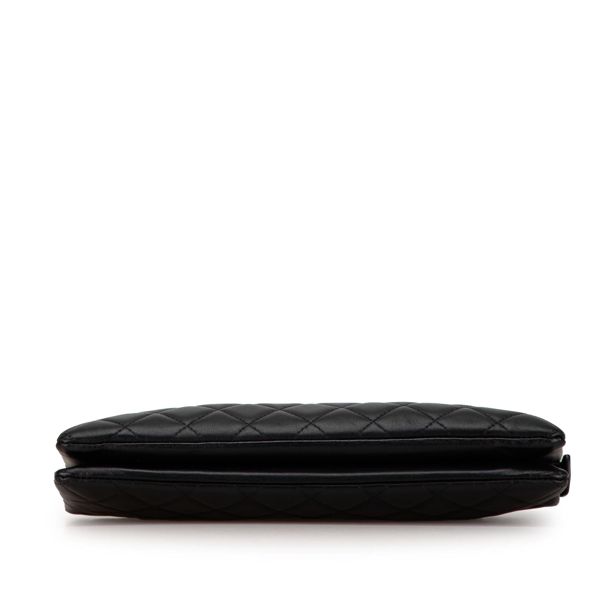 Chanel CC Quilted Lambskin Double Zip Clutch (SHG-9zutGz)