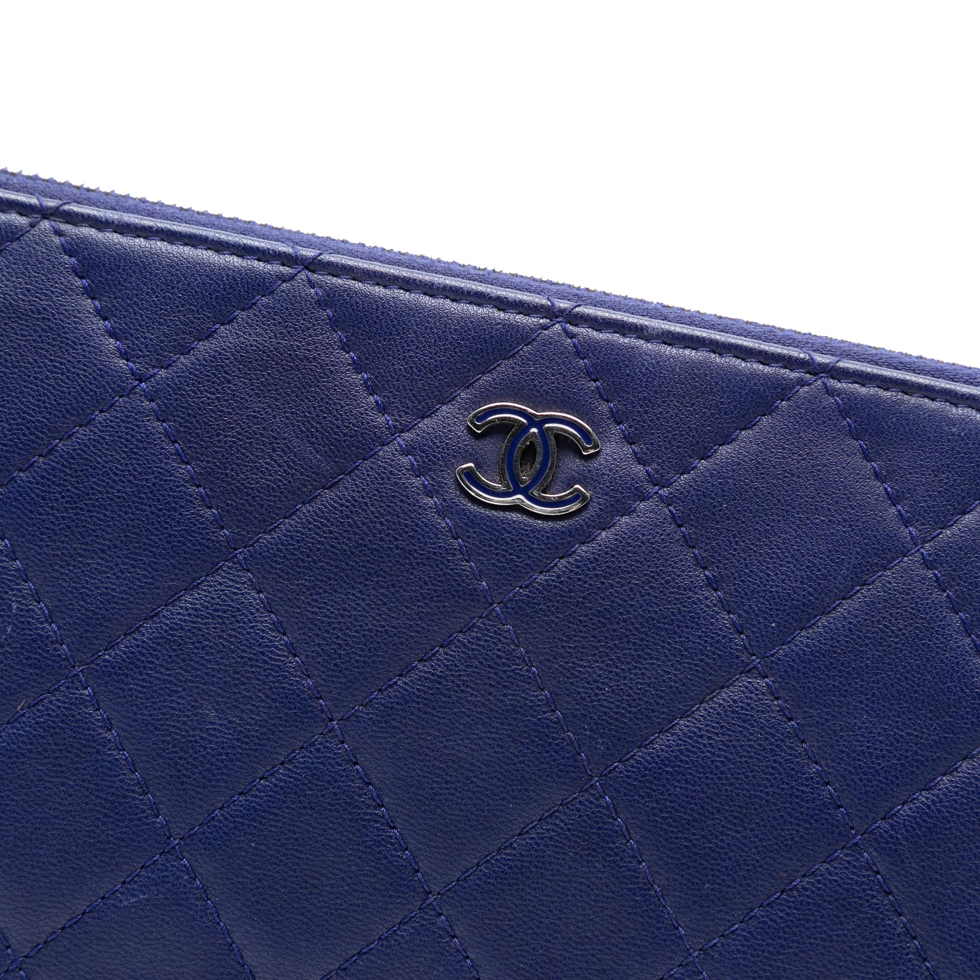 Chanel CC Quilted Lambskin Double Zip Pouch