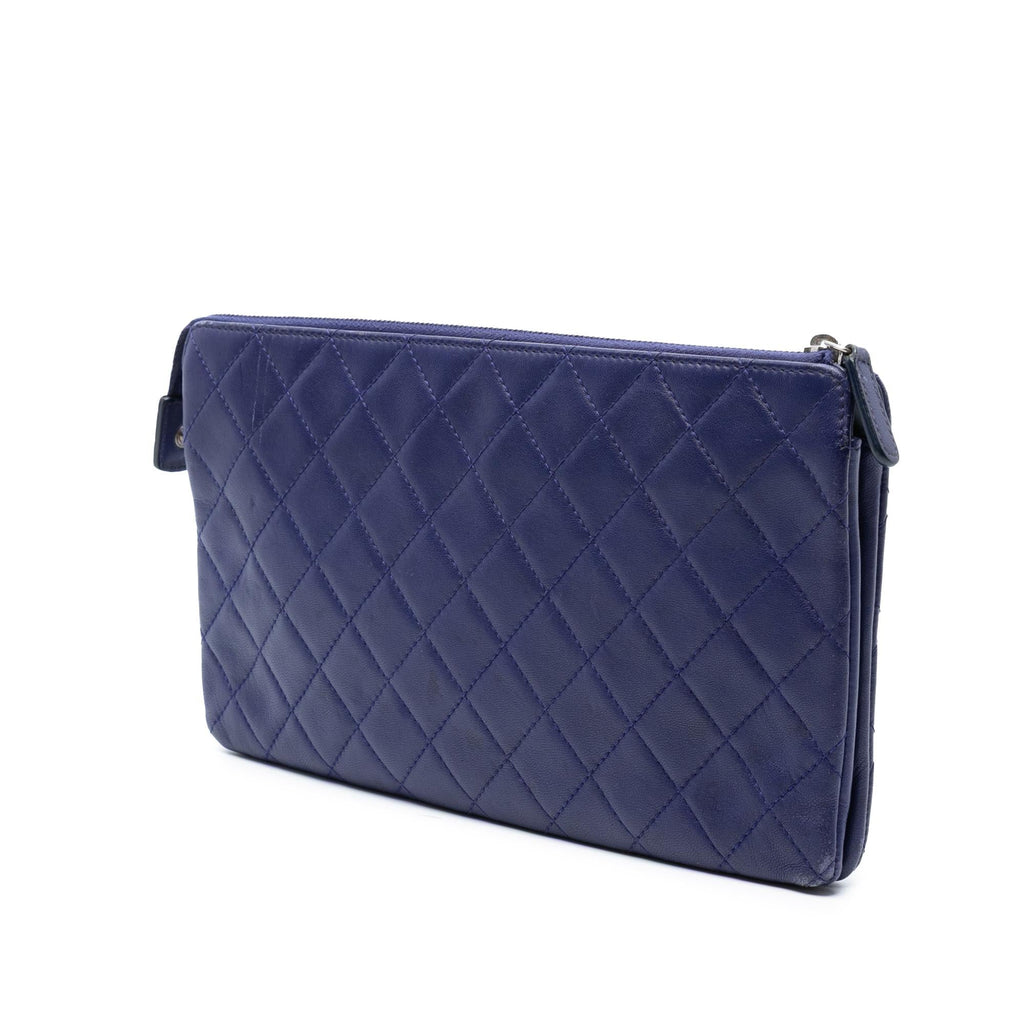Chanel CC Quilted Lambskin Double Zip Pouch