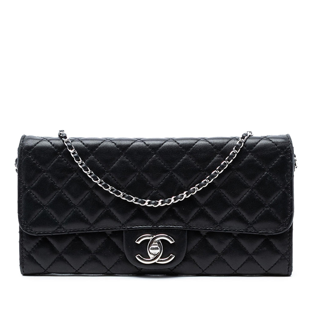 Chanel CC Quilted Lambskin East West Wallet on Chain