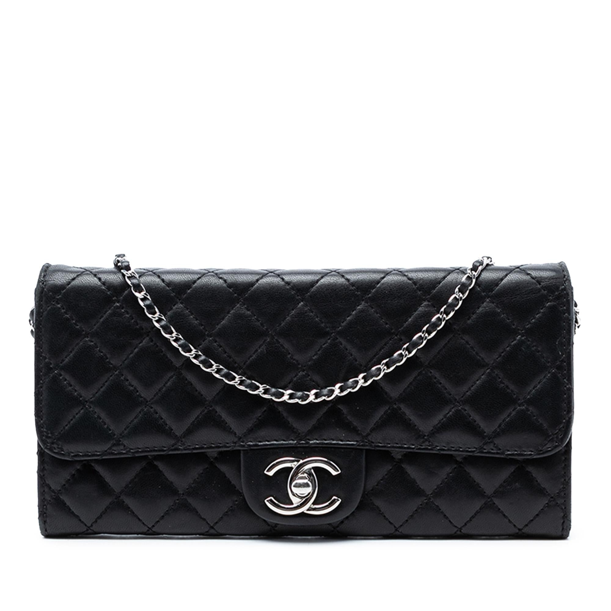 Chanel CC Quilted Lambskin East West Wallet on Chain