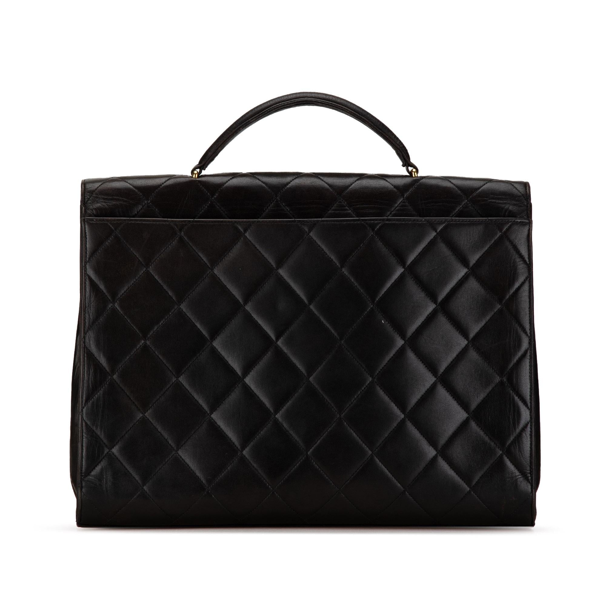 Chanel CC Quilted Lambskin Flap Briefcase (SHG-8TcoB4)
