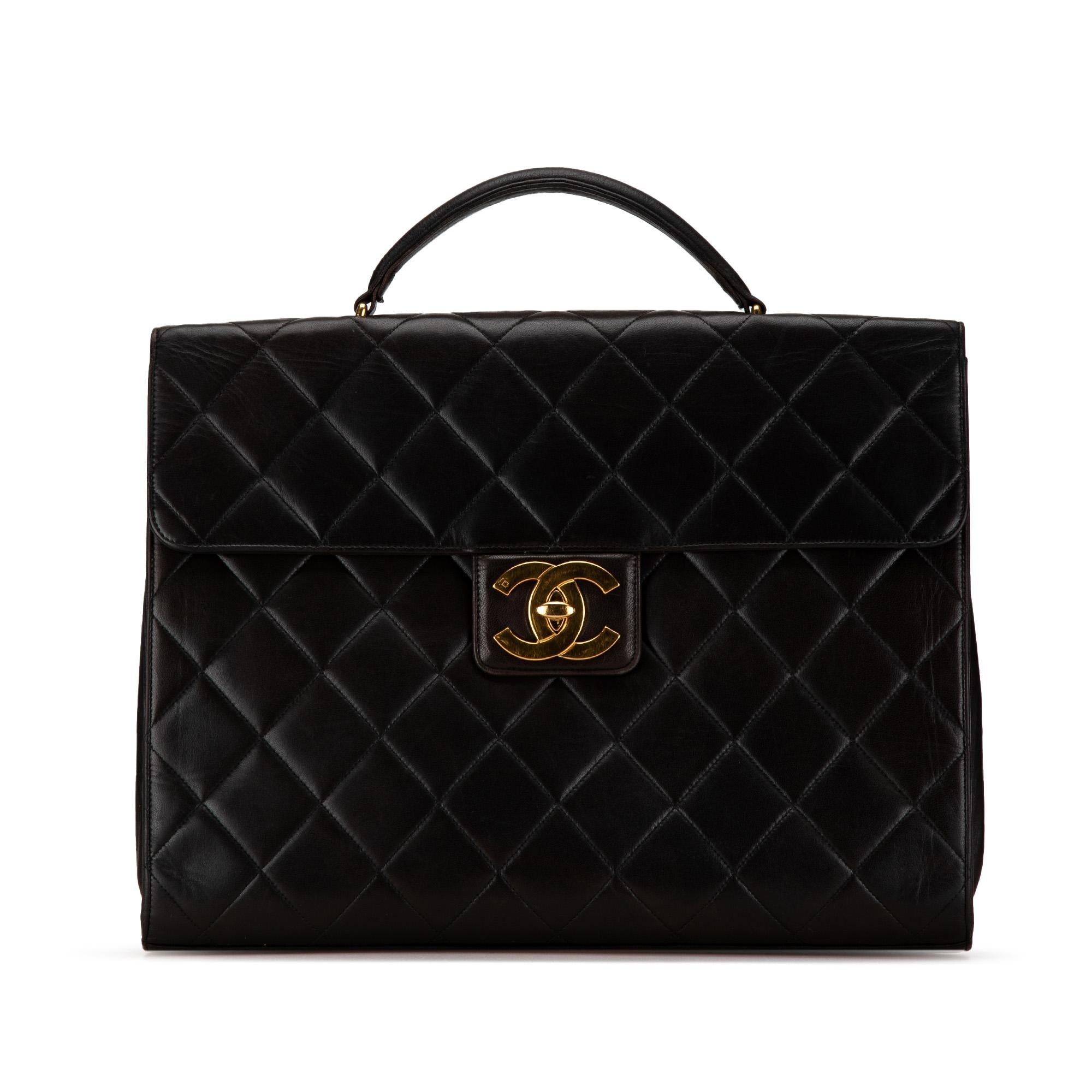 Chanel CC Quilted Lambskin Flap Briefcase (SHG-8TcoB4)