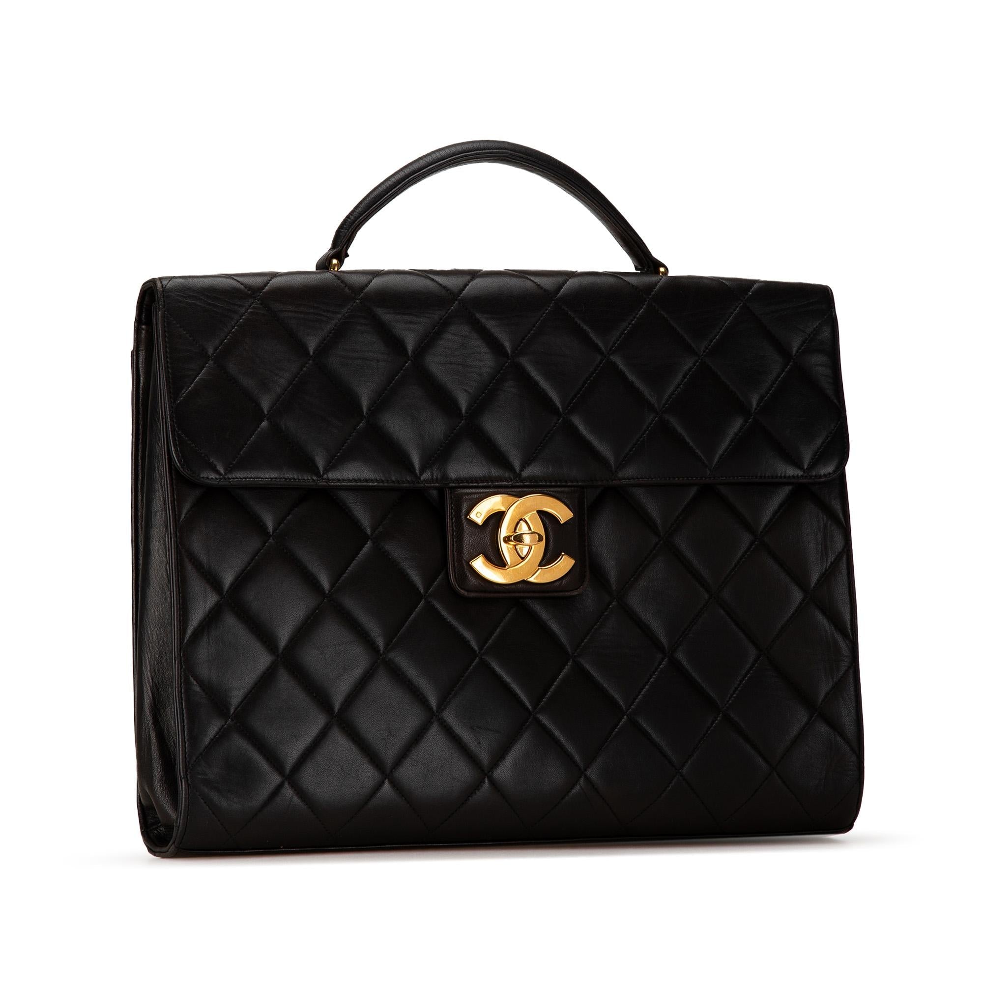 Chanel CC Quilted Lambskin Flap Briefcase (SHG-8TcoB4)
