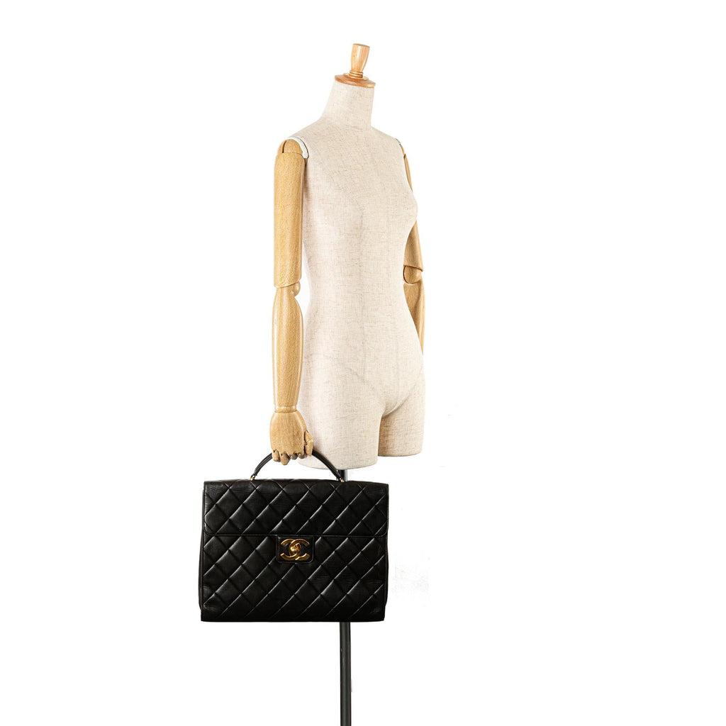 Chanel CC Quilted Lambskin Flap Briefcase (SHG-q0A6fi)