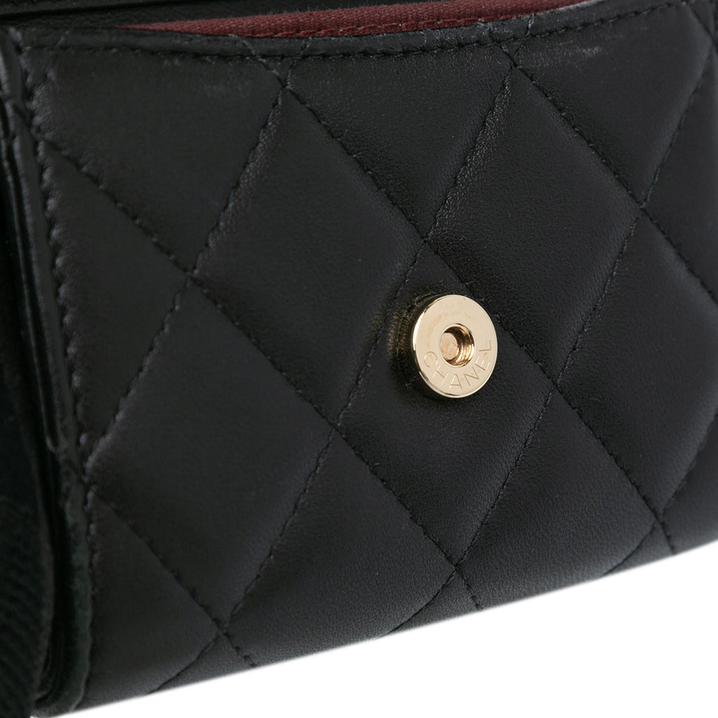Chanel CC Quilted Lambskin Flap Card Holder On Chain (SHG-nIBnCq)
