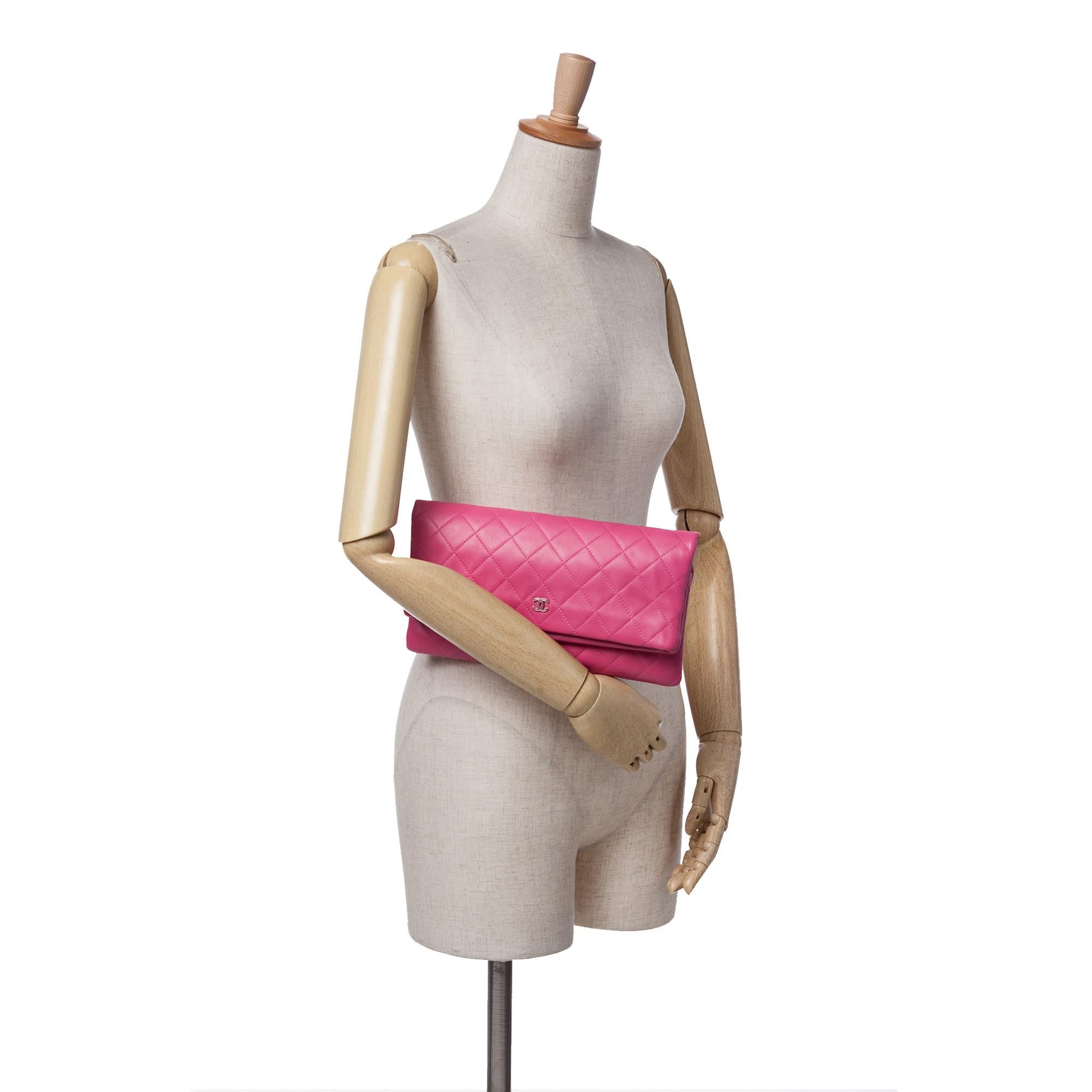 Chanel CC Quilted Lambskin Foldover Clutch