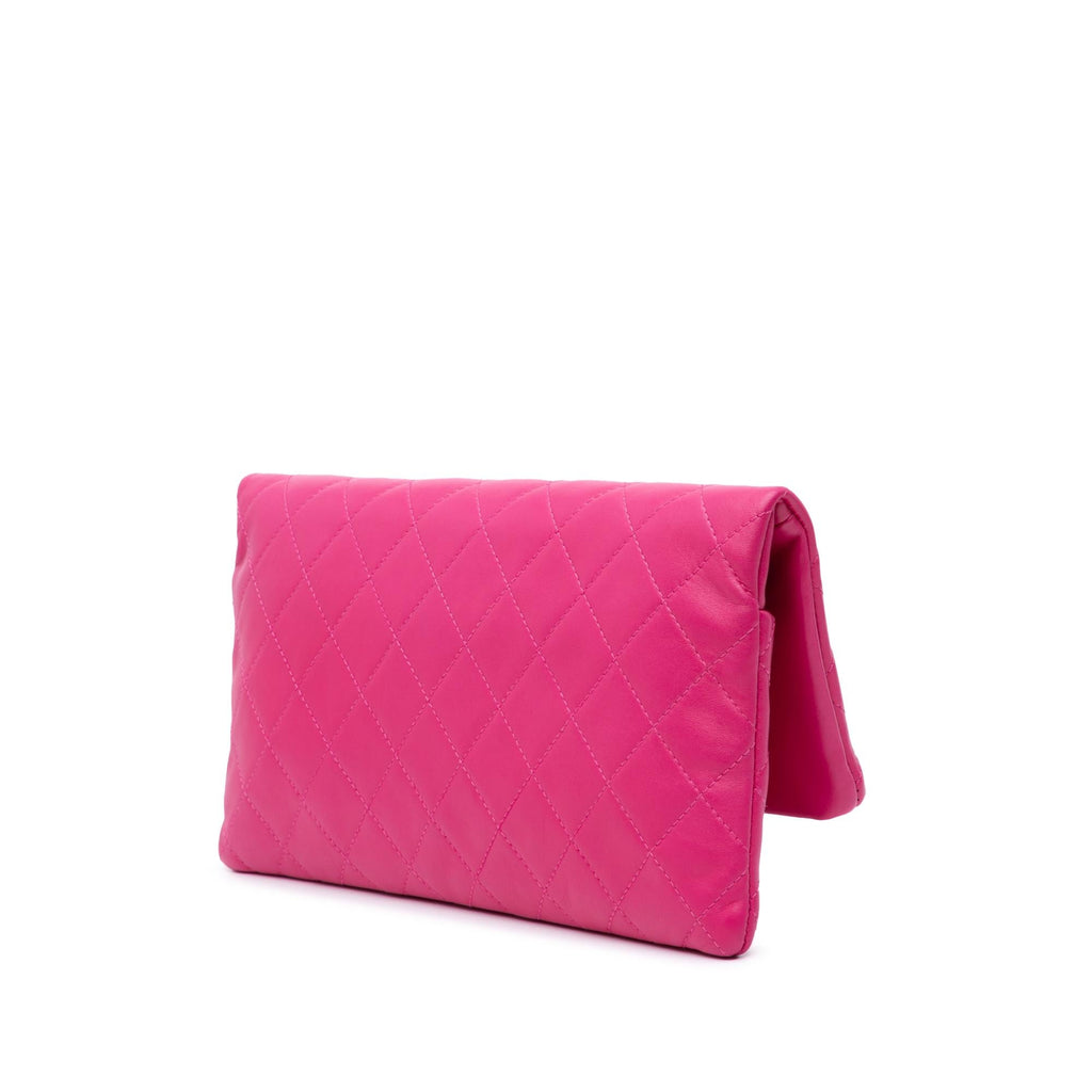 Chanel CC Quilted Lambskin Foldover Clutch