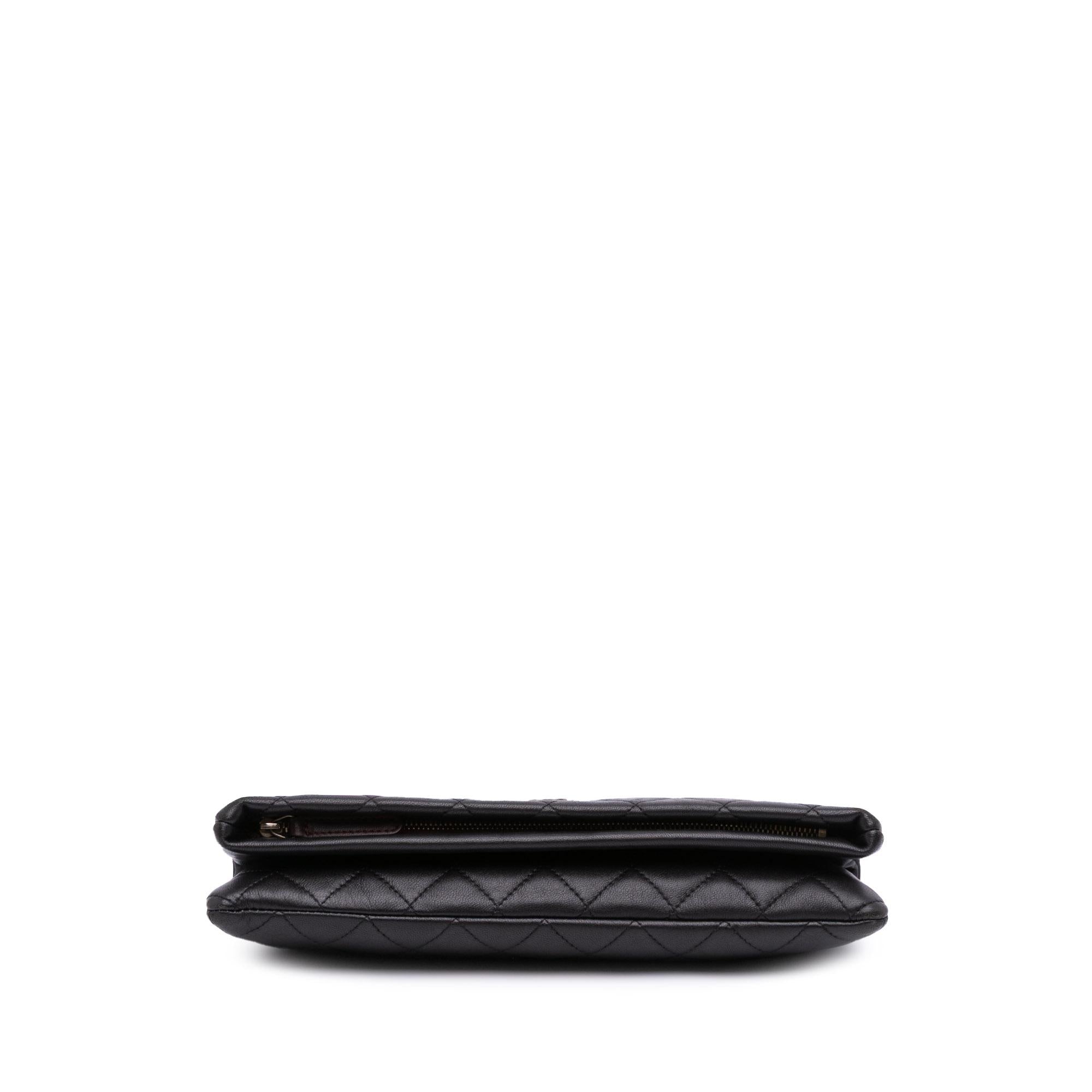 Chanel CC Quilted Lambskin Foldover Clutch