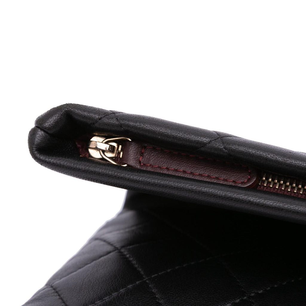 Chanel CC Quilted Lambskin Foldover Clutch