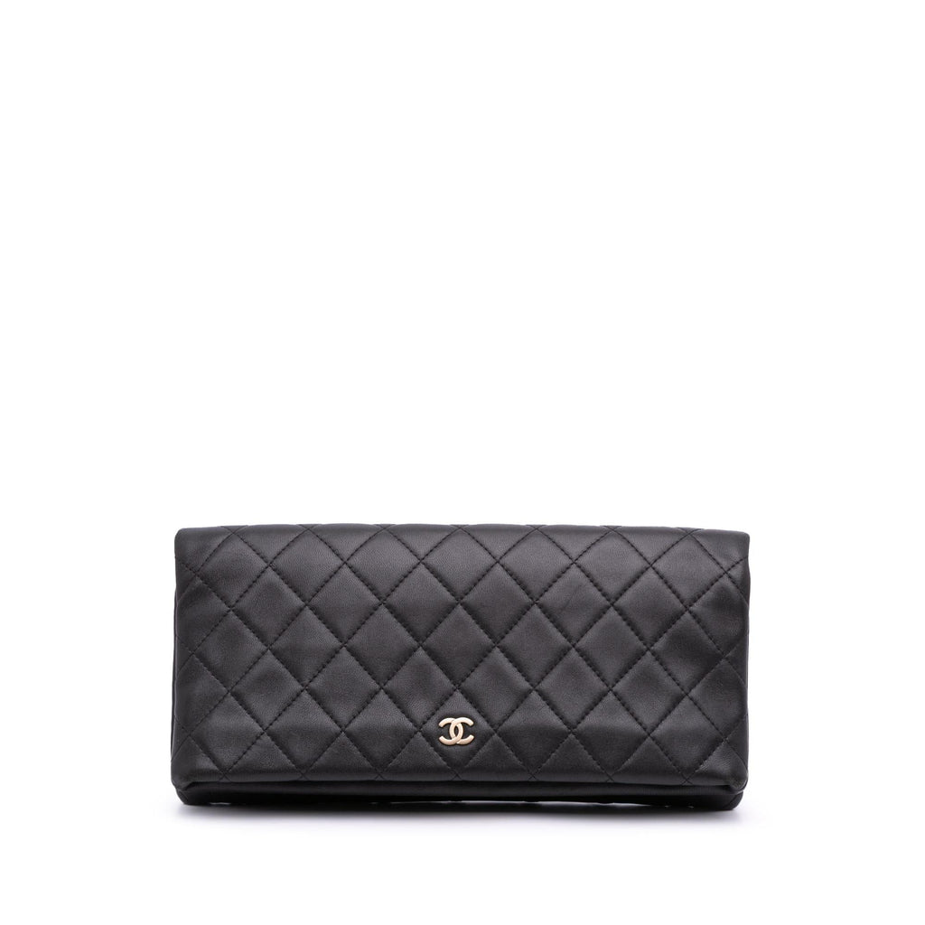 Chanel CC Quilted Lambskin Foldover Clutch