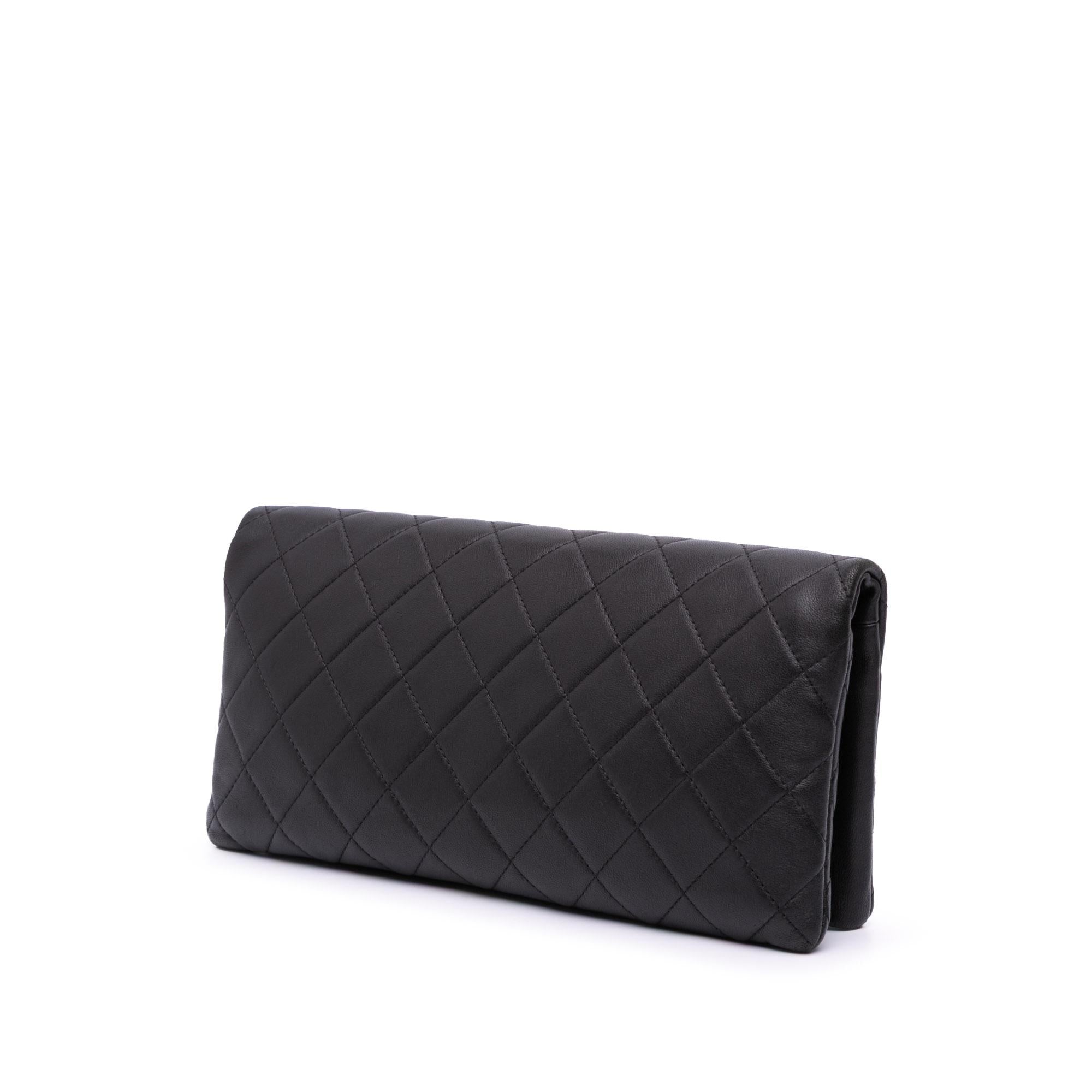 Chanel CC Quilted Lambskin Foldover Clutch
