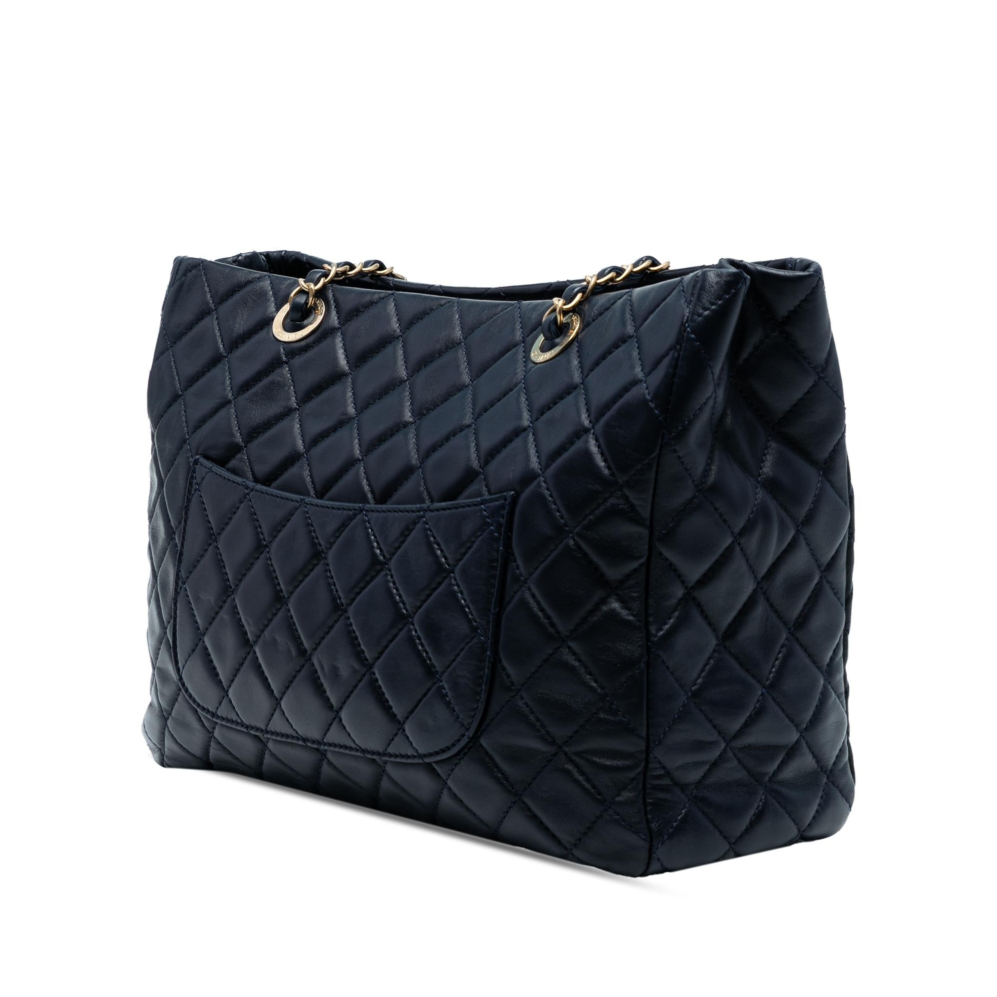 Chanel CC Quilted Lambskin Front Pocket Shopping Tote