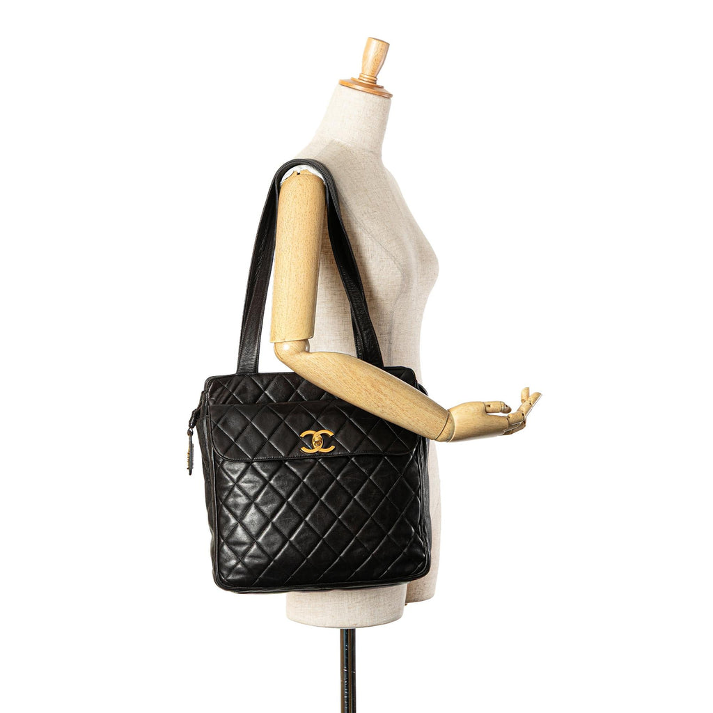 Chanel CC Quilted Lambskin Front Pocket Tote