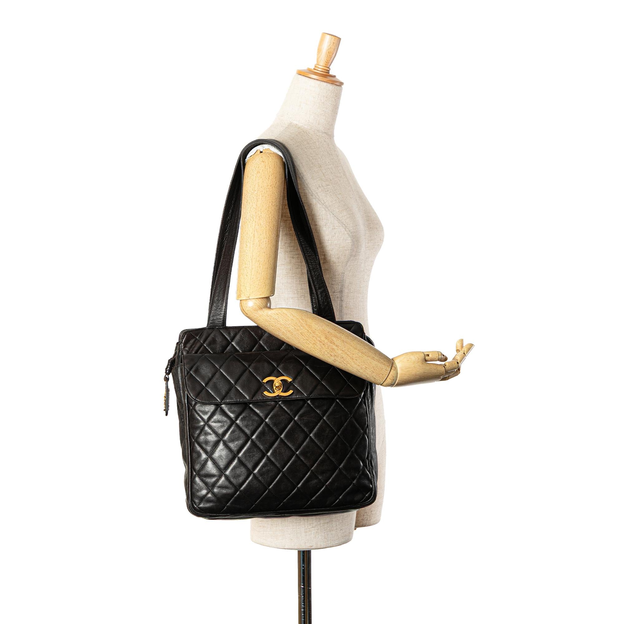 Chanel CC Quilted Lambskin Front Pocket Tote