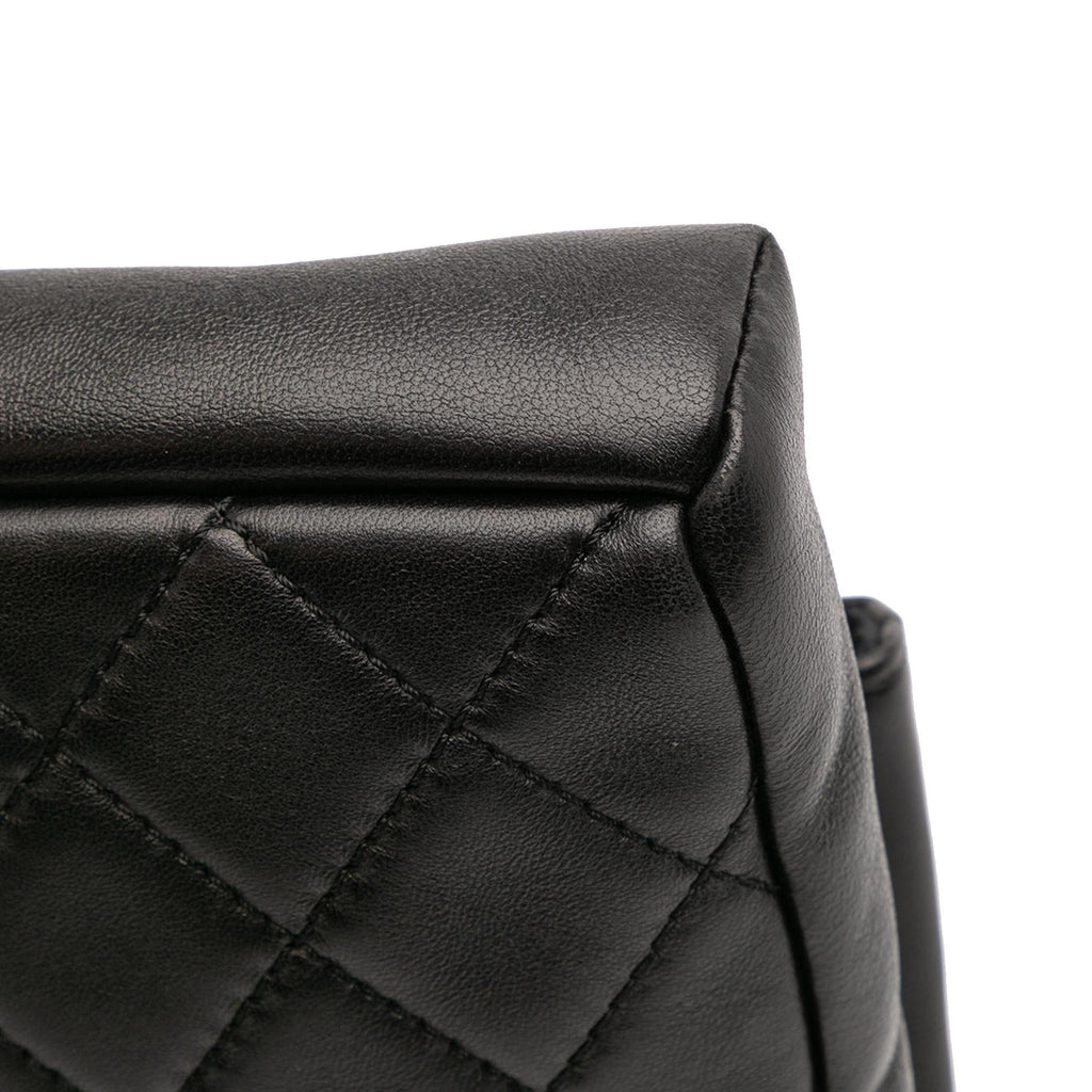 Chanel CC Quilted Lambskin Grip Clutch