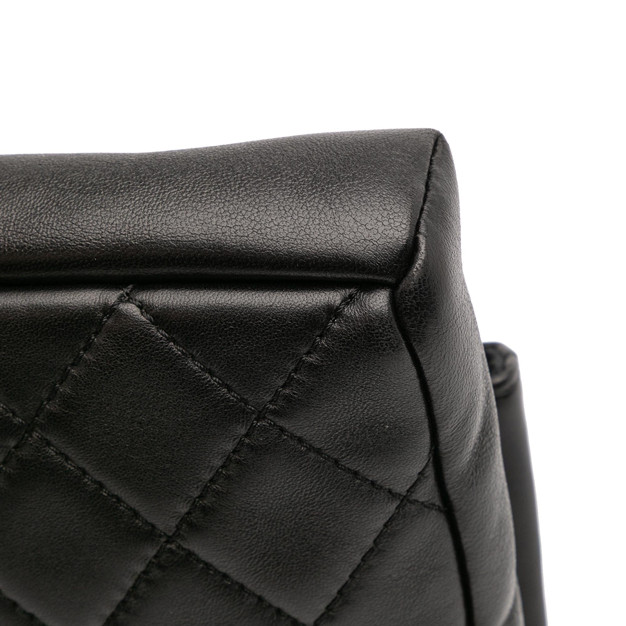 Chanel CC Quilted Lambskin Grip Clutch