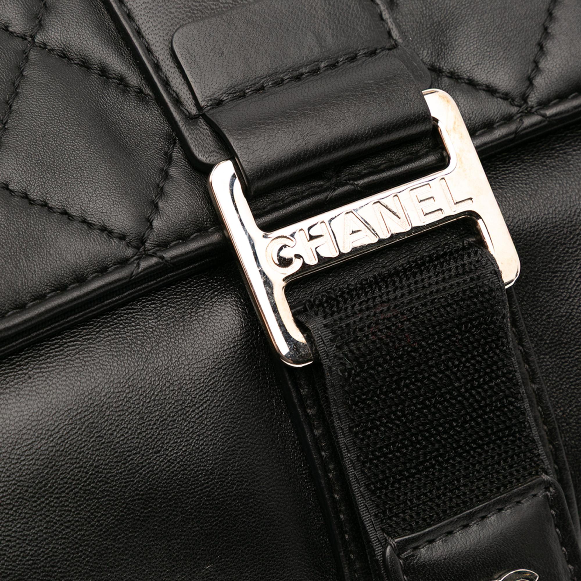 Chanel CC Quilted Lambskin Grip Clutch