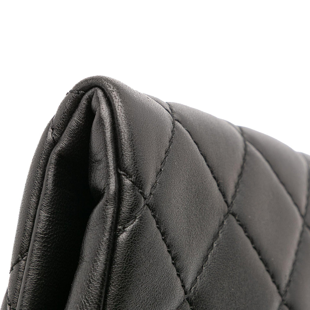 Chanel CC Quilted Lambskin Grip Clutch
