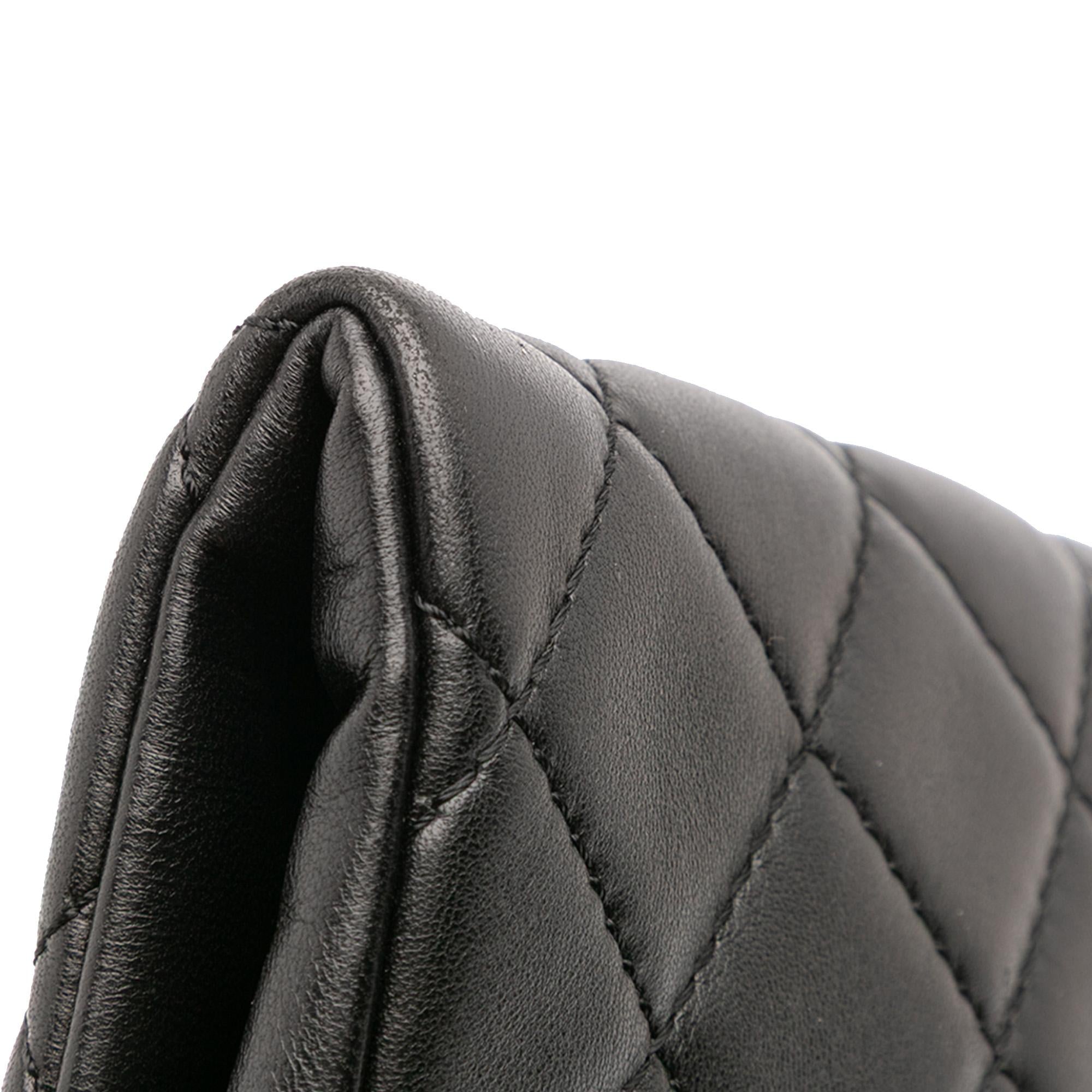 Chanel CC Quilted Lambskin Grip Clutch