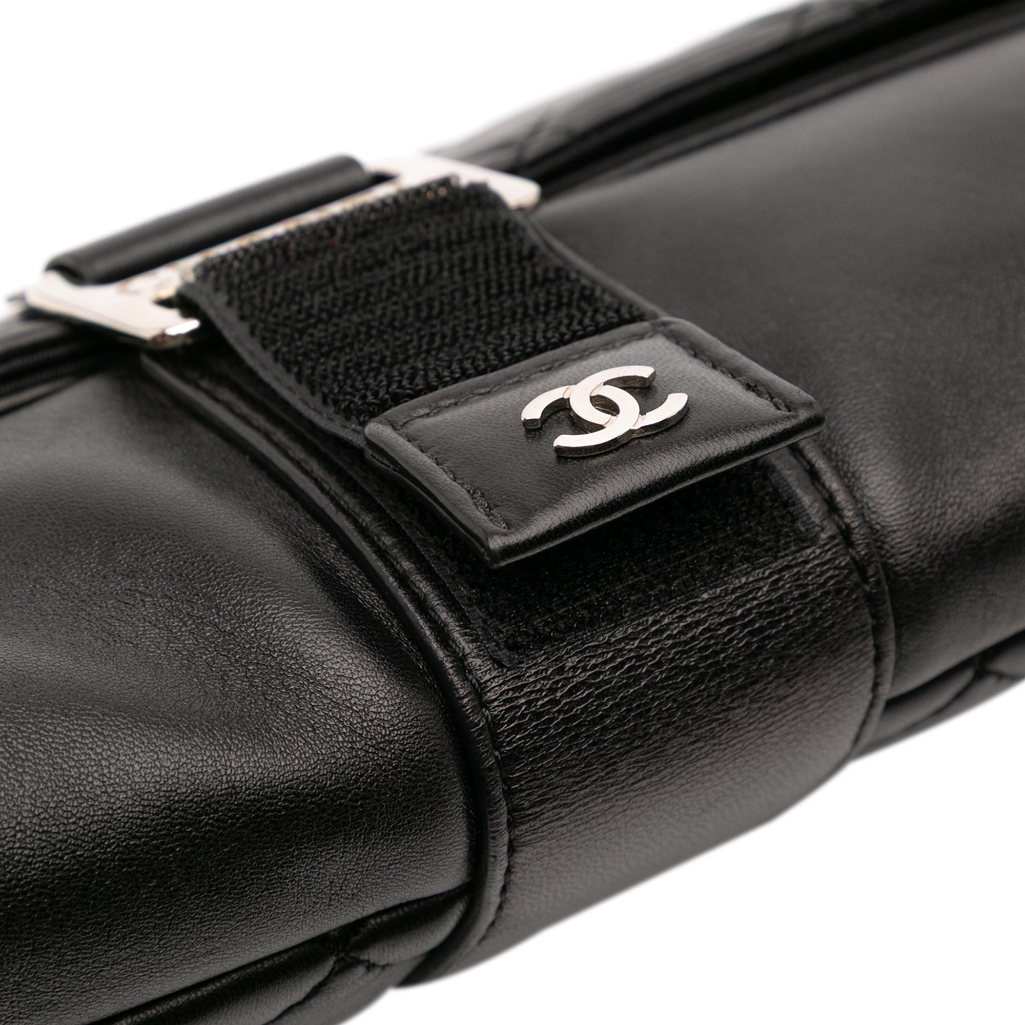 Chanel CC Quilted Lambskin Grip Clutch