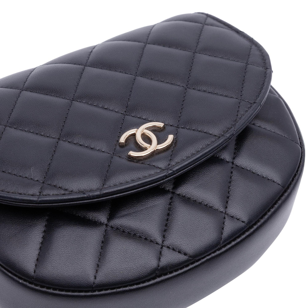 Chanel CC Quilted Lambskin Half Moon Top Handle Flap