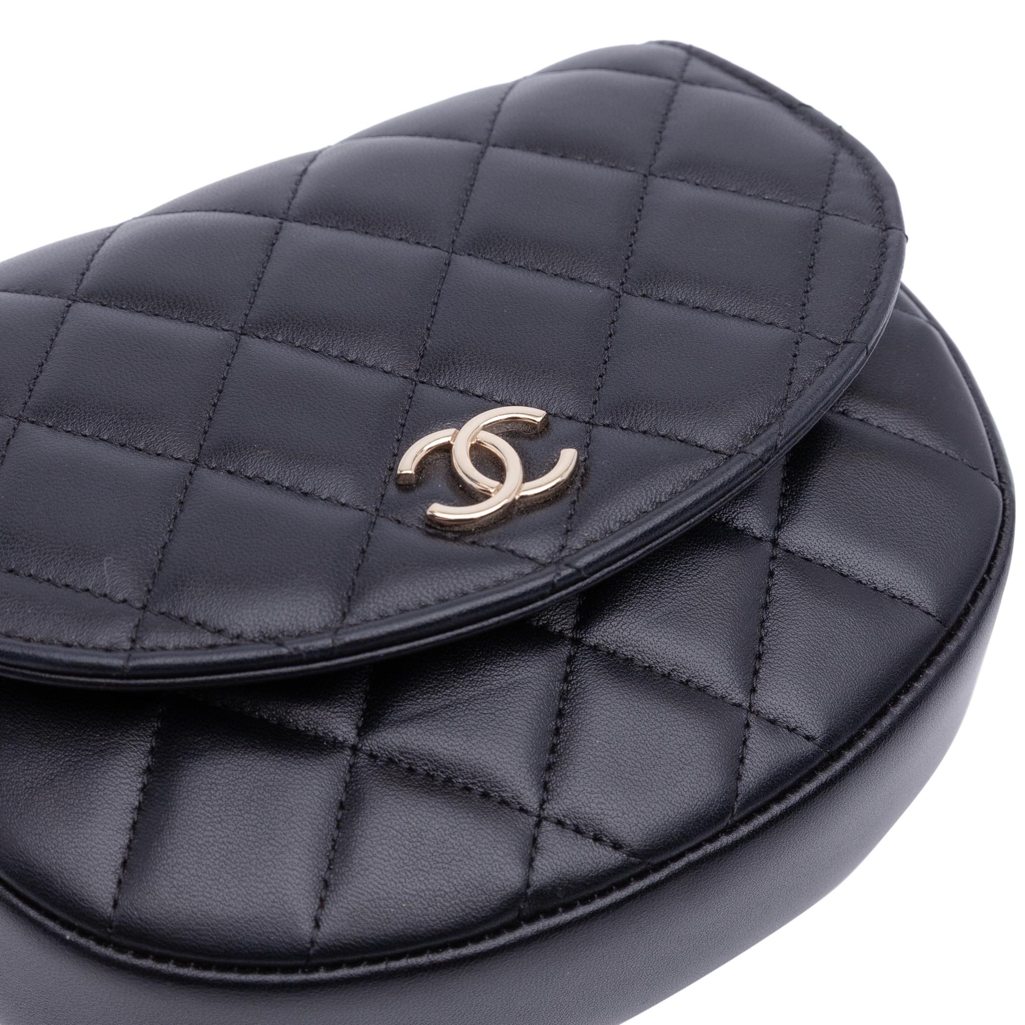 Chanel CC Quilted Lambskin Half Moon Top Handle Flap