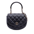 Chanel CC Quilted Lambskin Half Moon Top Handle Flap