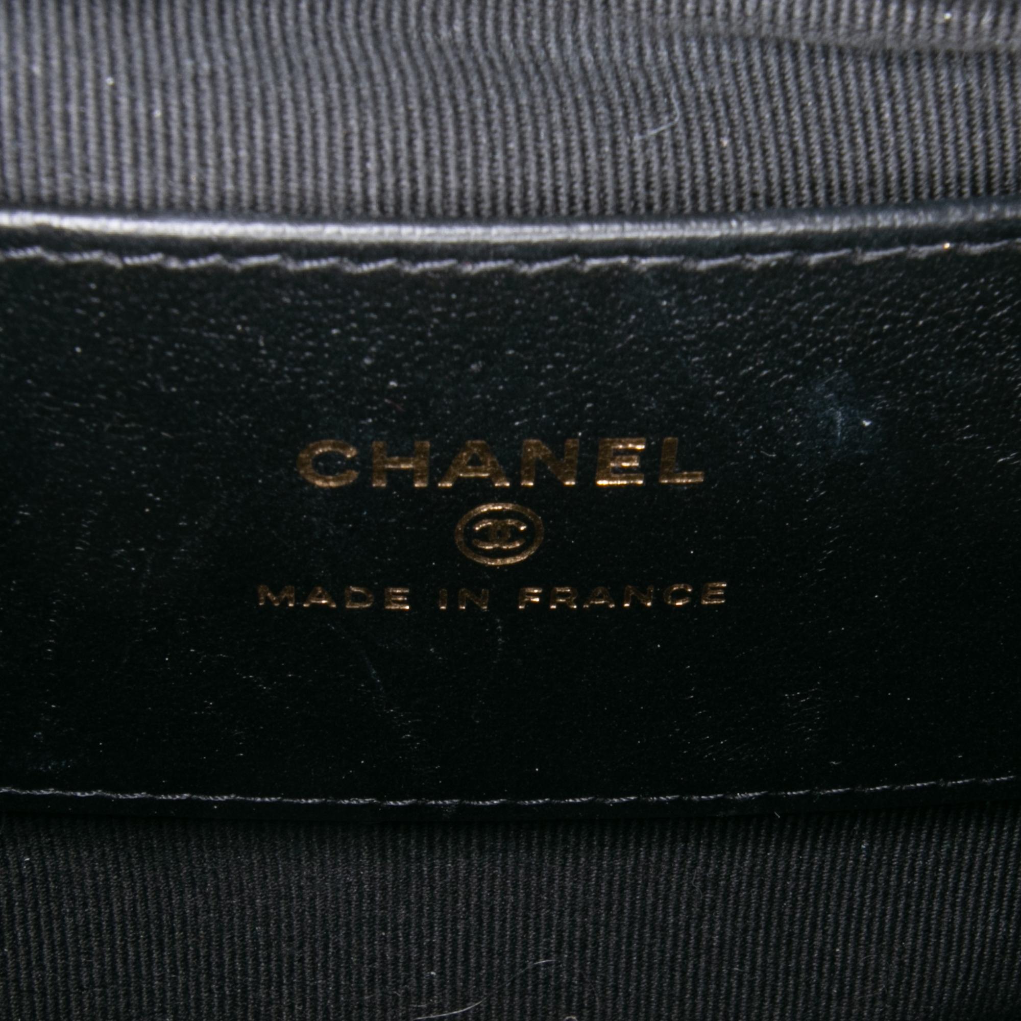 Chanel CC Quilted Lambskin Half Moon Top Handle Flap