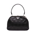Chanel CC Quilted Lambskin Kiss Lock Frame Top Handle Bag