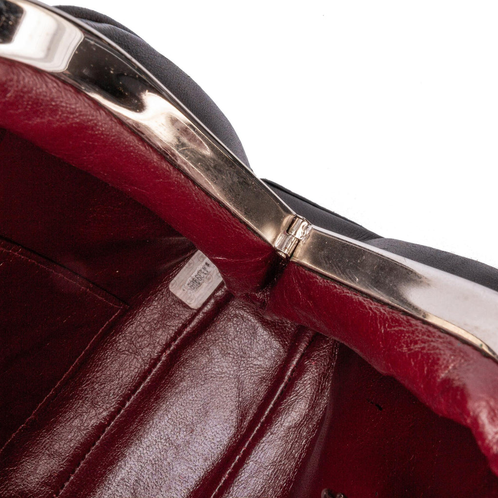 Chanel CC Quilted Lambskin Kiss Lock Frame Top Handle Bag