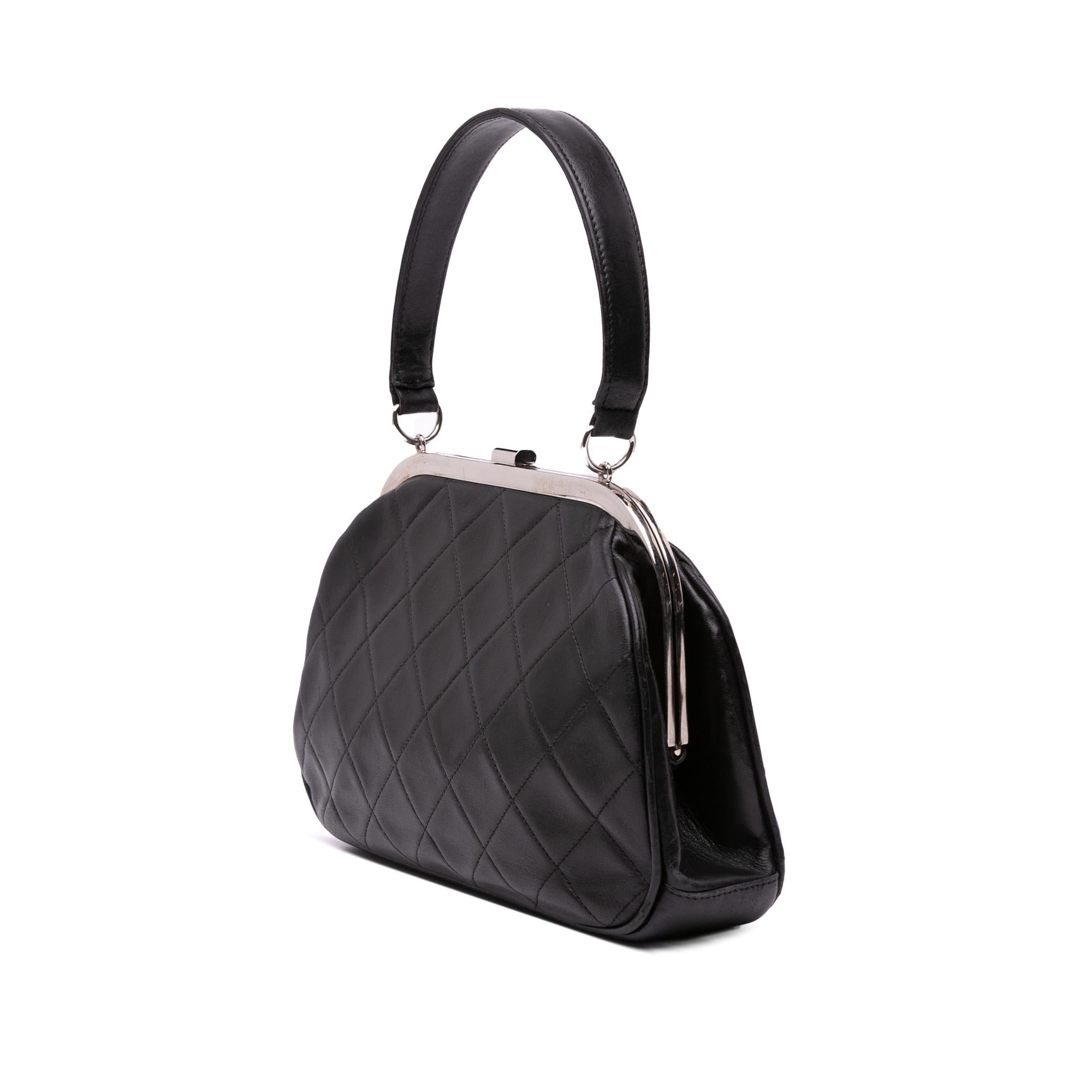 Chanel CC Quilted Lambskin Kiss Lock Frame Top Handle Bag