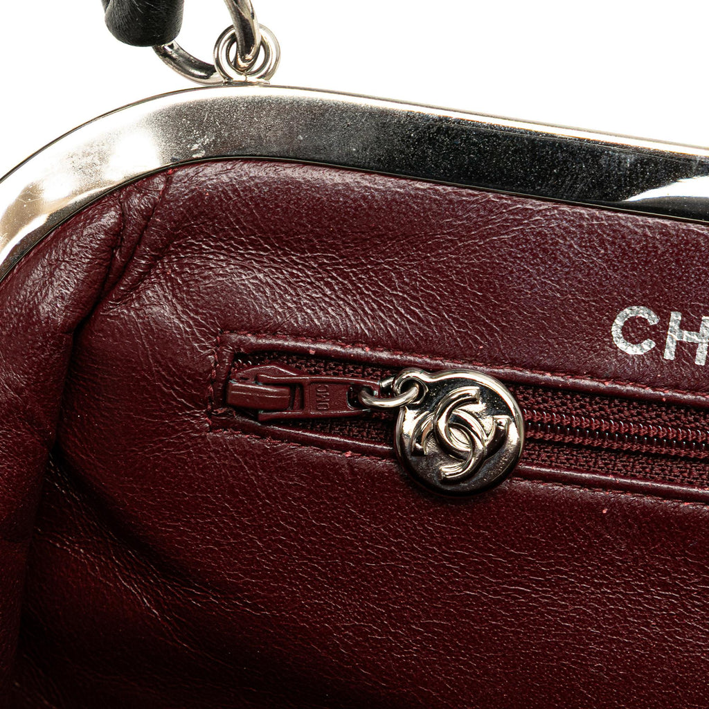 Chanel CC Quilted Lambskin Kiss Lock Frame Top Handle Bag