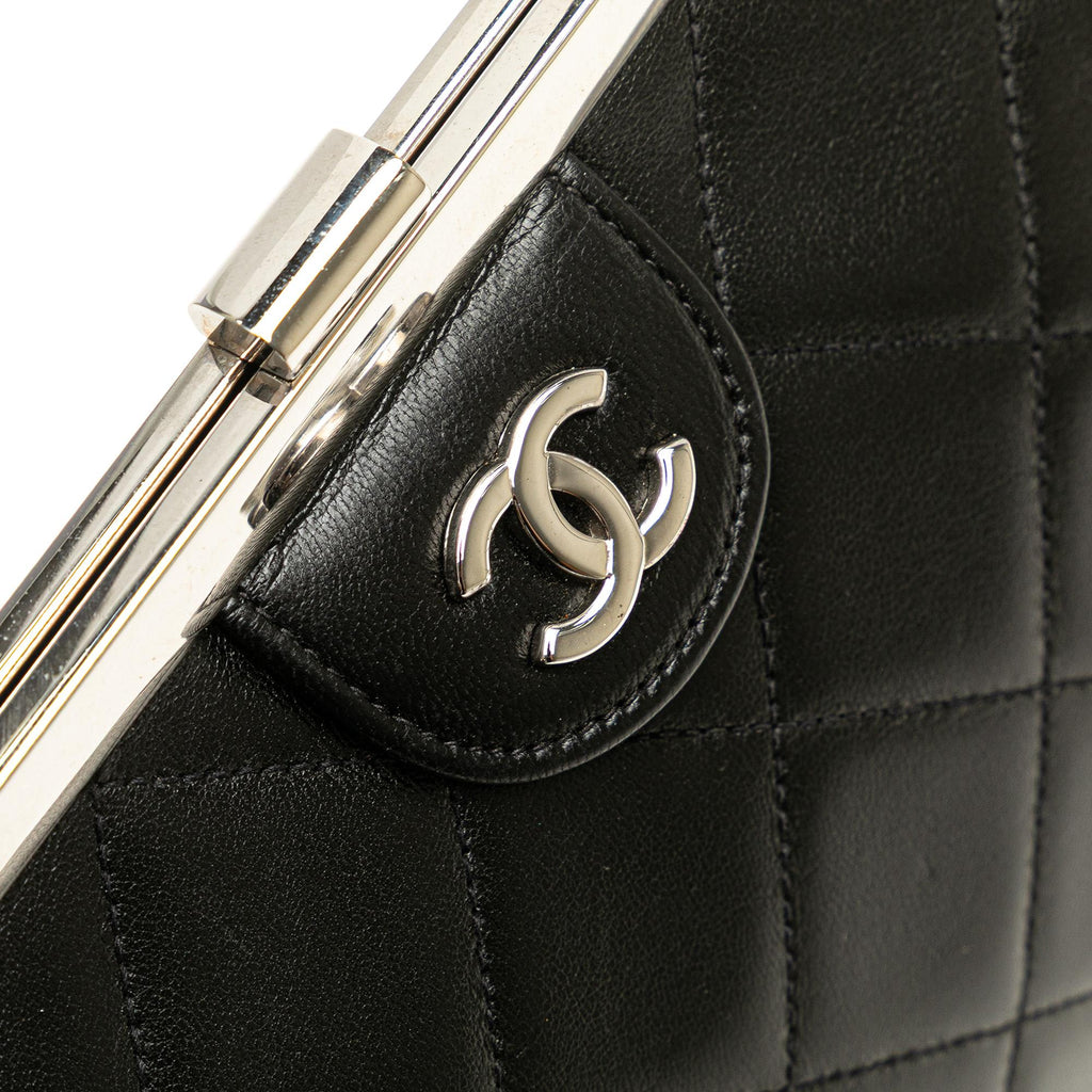 Chanel CC Quilted Lambskin Kiss Lock Frame Top Handle Bag