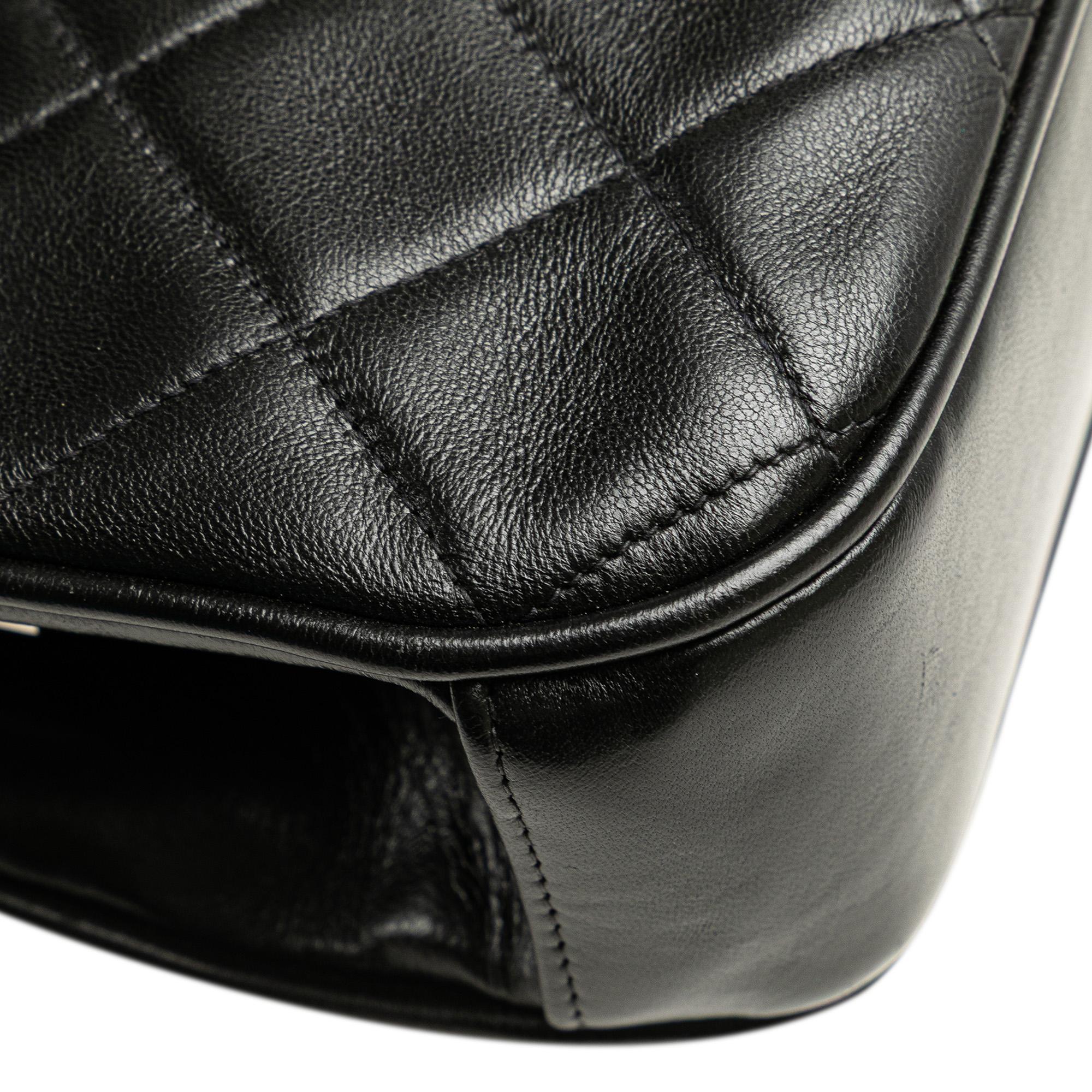 Chanel CC Quilted Lambskin Kiss Lock Frame Top Handle Bag