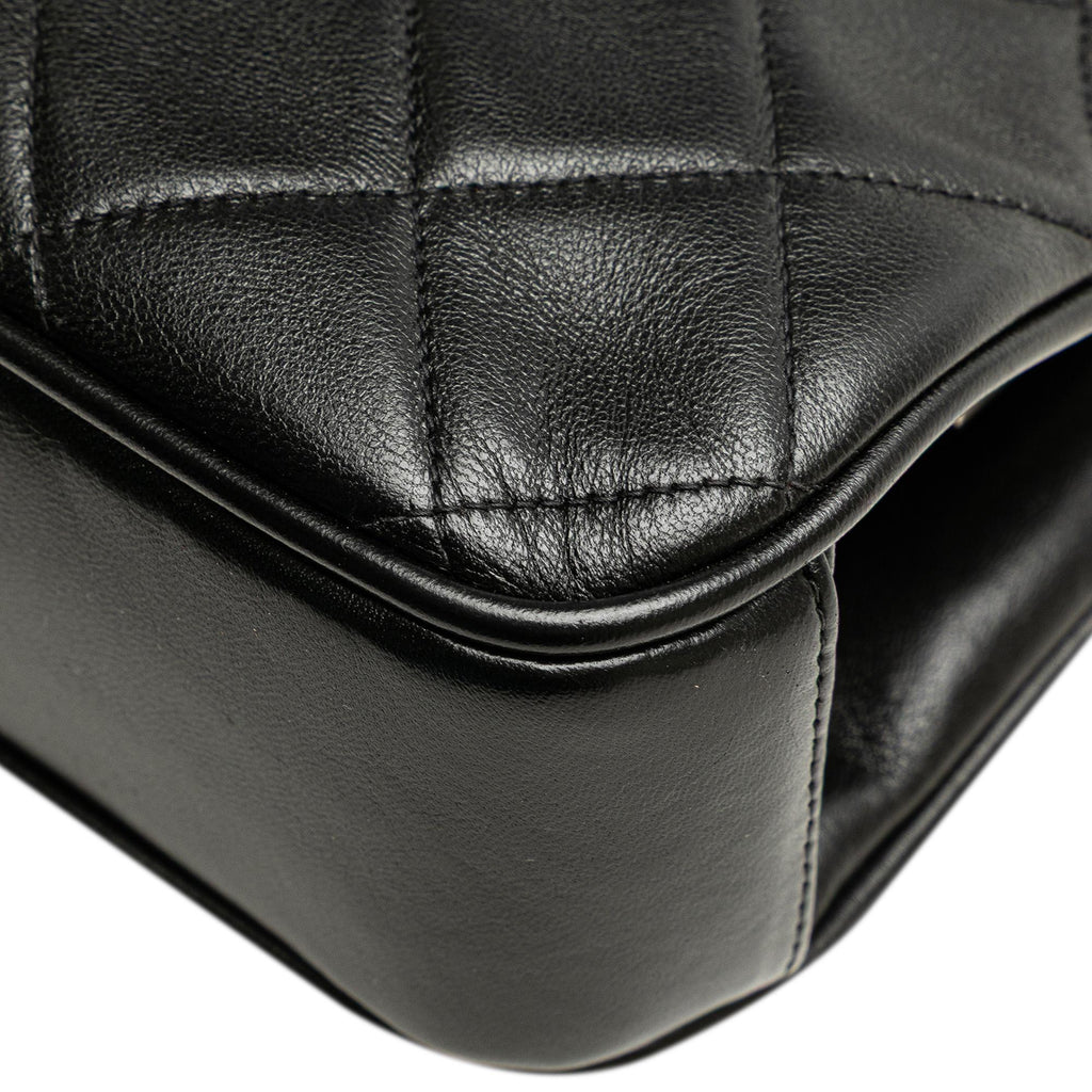 Chanel CC Quilted Lambskin Kiss Lock Frame Top Handle Bag