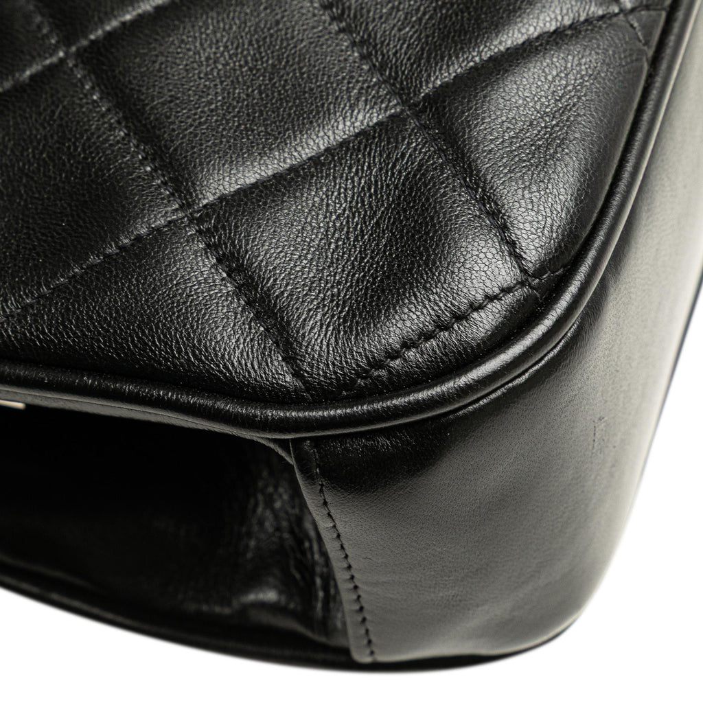 Chanel CC Quilted Lambskin Kiss Lock Frame Top Handle Bag