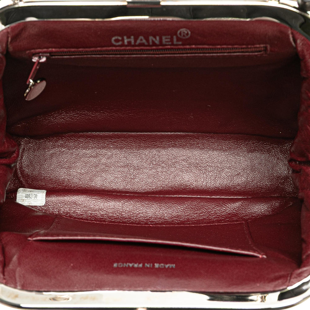 Chanel CC Quilted Lambskin Kiss Lock Frame Top Handle Bag