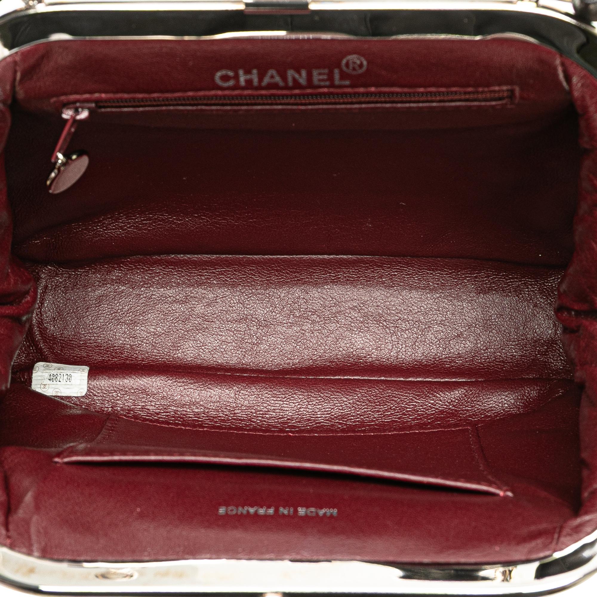 Chanel CC Quilted Lambskin Kiss Lock Frame Top Handle Bag