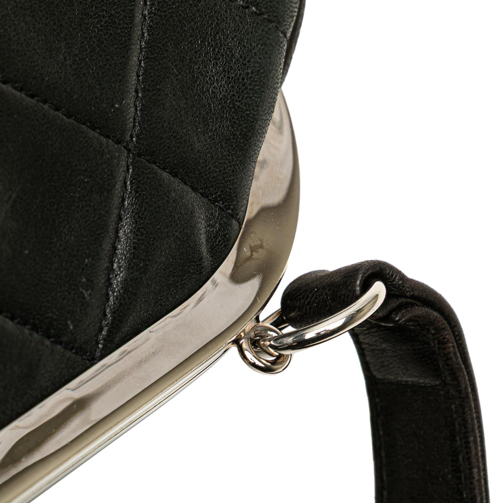 Chanel CC Quilted Lambskin Kiss Lock Frame Top Handle Bag