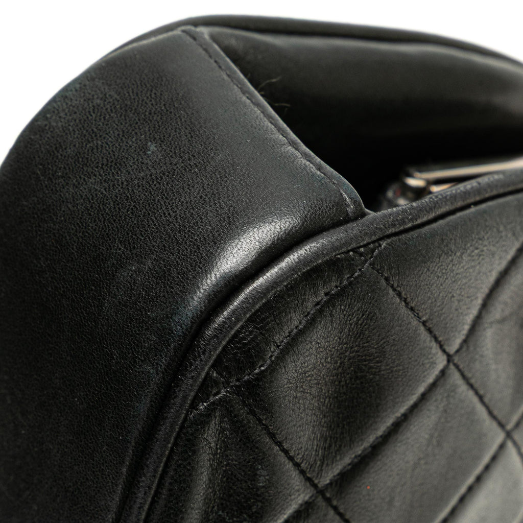 Chanel CC Quilted Lambskin Kiss Lock Frame Top Handle Bag
